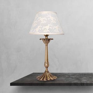 Abat Jour Art Nouveau Floral Brass White Fabric by Ghidini 1849