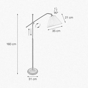 Antique Brass Swing Arm Floor Lamp Adjustable by Ghidini 1849