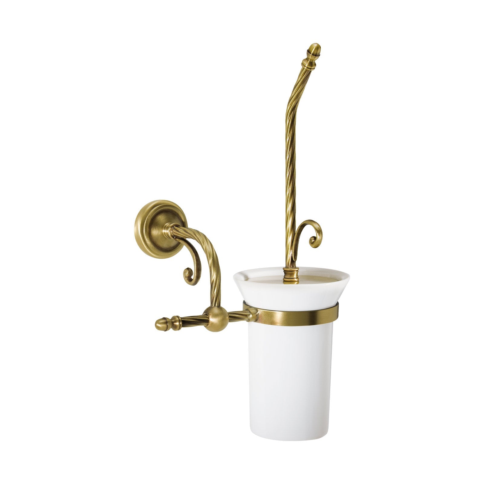 Antique Brass Toilet Brush Holder Ceramic Impero by Ghidini 1849