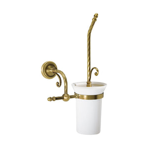 Antique Brass Toilet Brush Holder Ceramic Impero by Ghidini 1849