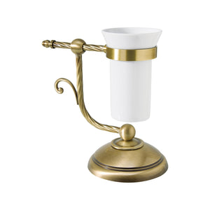 Antique Brass Toothbrush Holder Table Ceramic Impero by Ghidini 1849