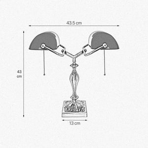 Art Deco Bankers Lamp Double for Library Desk by Ghidini 1849