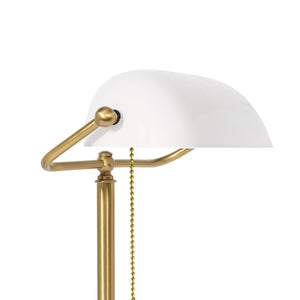 Art Deco Bankers Lamp Square White Glass Brass by Ghidini 1849