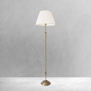 Art Deco Brass Floor Lamp White Cloth Shade Simona by Ghidini 1849