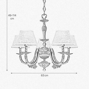 Art Nouveau Pendant Lamp Brass White Cloth Shades by Ghidini 1849