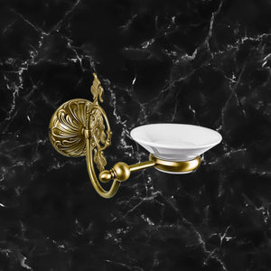 Art Nouveau Soap Dish Holder Solid Brass Ceramic by Ghidini 1849