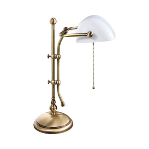 Bankers Lamp White Shade Bronze Brass Classic by Ghidini 1849