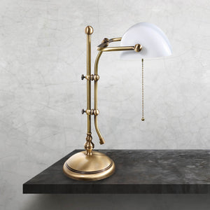 Bankers Lamp White Shade Bronze Brass Classic by Ghidini 1849