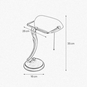 Bankers Lamp White Shade Satin Brass Decorated by Ghidini 1849