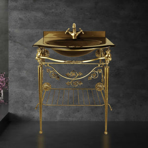 Bath Console Art Nouveau Solid Brass Fused Glass by Ghidini 1849