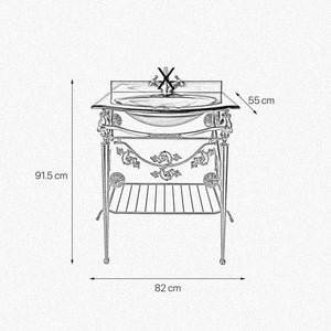 Bath Console Art Nouveau Solid Brass Fused Glass by Ghidini 1849