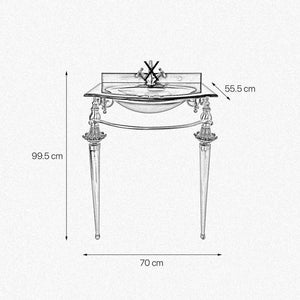 Bath Console In Solid Brass With Fused Glass Sink by Ghidini 1849