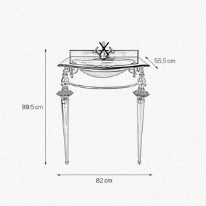 Bath Console In Solid Brass With Fused Glass Sink by Ghidini 1849
