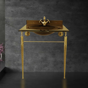 Bath Console Satin Brass And Bronze Glass Adele by Ghidini 1849