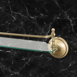 Bath Glass Shelf With Bronzed Satin Brass Bar Alba by Ghidini 1849