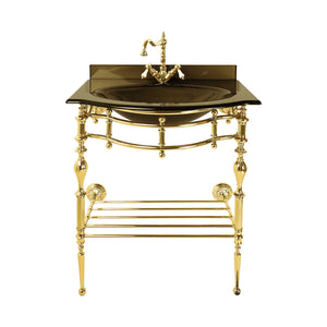 Bathroom Sink With 24K Gold Plated Legs Italian Class by Ghidini 1849