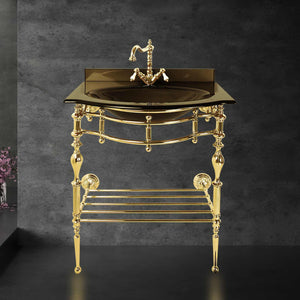Bathroom Sink With 24K Gold Plated Legs Italian Class by Ghidini 1849