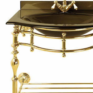 Bathroom Sink With 24K Gold Plated Legs Italian Class by Ghidini 1849
