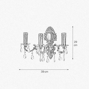 Brass Crystal Wall Sconce Classic 3 Flames Venezia by Ghidini 1849