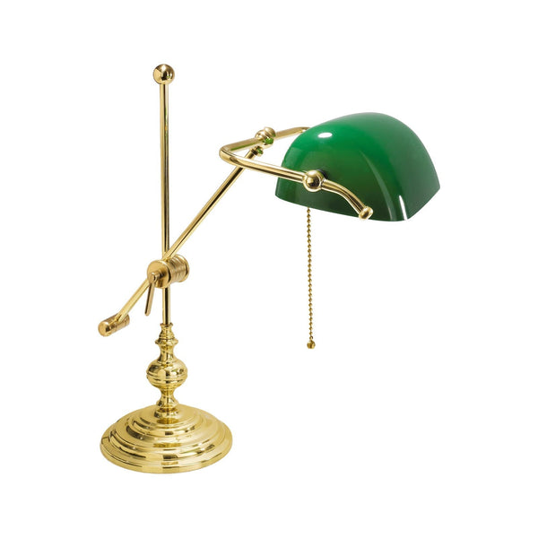 t4option0_0 | Brass Desk Lamp With Green Glass Shade Italian Art Deco Ghidini 1849