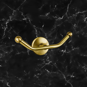Brass Double Robe Hook Solid Vintage Design Adele by Ghidini 1849