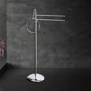 Brass Floor Standing Towel Rail With Ring Alba by Ghidini 1849