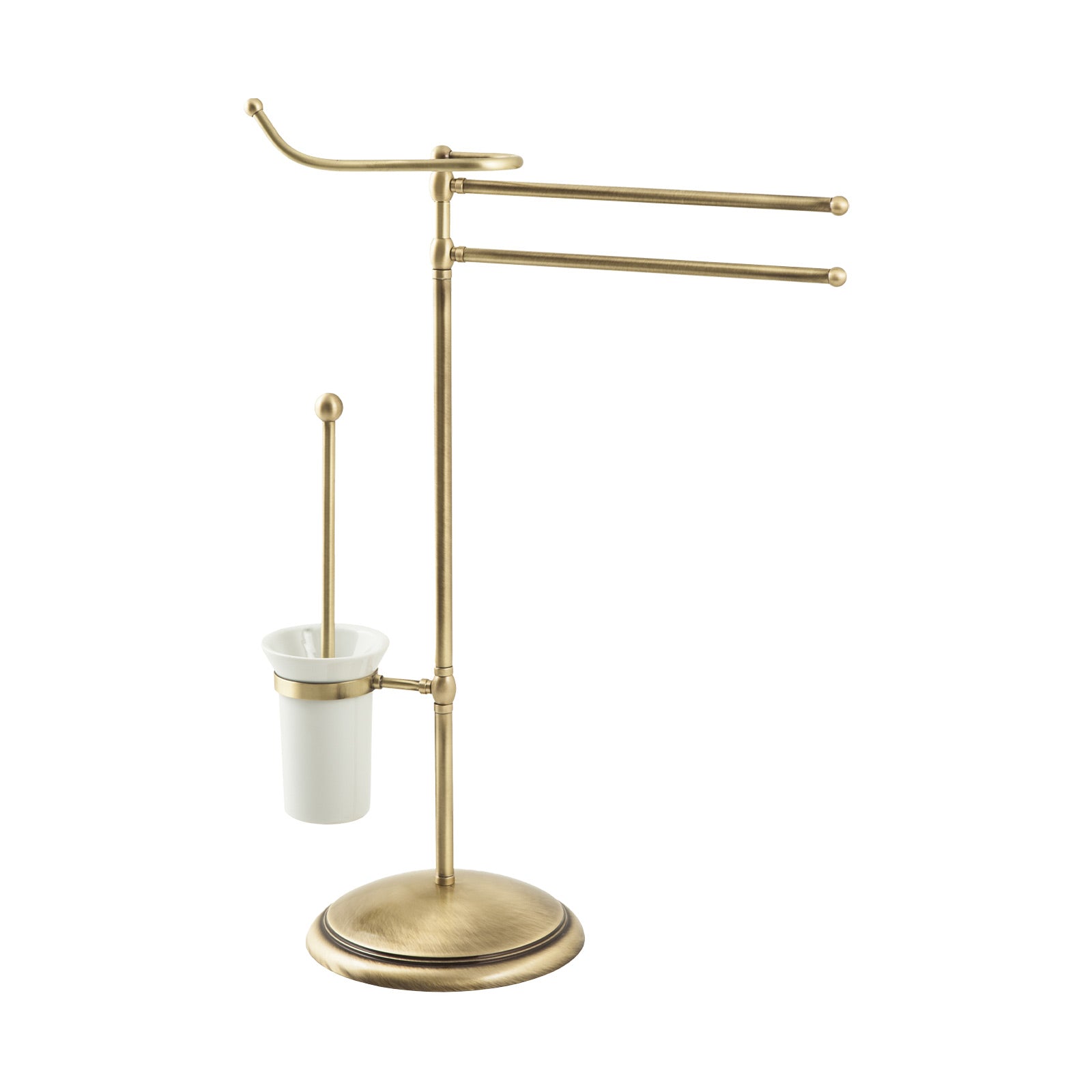 Brass Floor Standing Towel Rail With Toilet Brush by Ghidini 1849