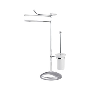 Brass Floor Standing Towel Rail With Toilet Brush by Ghidini 1849