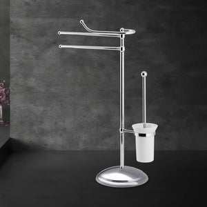 Brass Floor Standing Towel Rail With Toilet Brush by Ghidini 1849