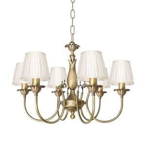Brass Floral Chandelier Classic Style White Shades Ginevra by Ghidini 1849