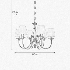 Brass Floral Chandelier Classic Style White Shades Ginevra by Ghidini 1849