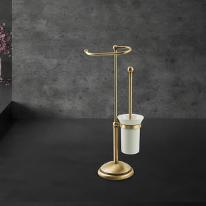 Brass Freestanding Toilet Roll And Brush Holder Alba by Ghidini 1849