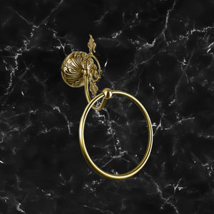 Brass Hand Towel Ring Holder Premium Art Nouveau by Ghidini 1849