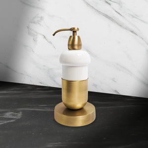 Brass Liquid Soap Dispenser Ceramic Round Design by Ghidini 1849