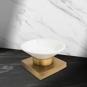 Brass Soap Dish Holder Square Design With Ceramic by Ghidini 1849