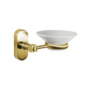 Brass Soap Dish Holder White Ceramic Sara by Ghidini 1849