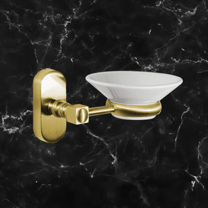 Brass Soap Dish Holder White Ceramic Sara by Ghidini 1849