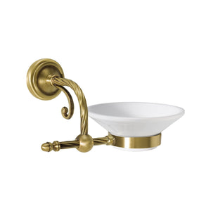 Brass Soap Dish Holder With White Ceramic Impero by Ghidini 1849
