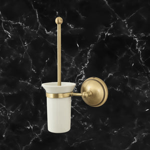 Brass Toilet Brush Holder with Ceramic Cup Alba by Ghidini 1849