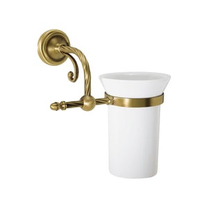 Brass Toothbrush Holder With White Ceramic Impero by Ghidini 1849