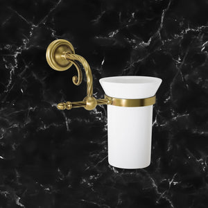 Brass Toothbrush Holder With White Ceramic Impero by Ghidini 1849
