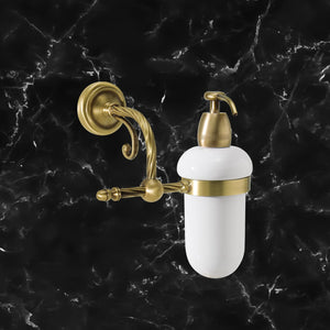 Brass Wall Soap Dispenser And White Ceramic Impero by Ghidini 1849