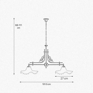 Chandelier Over Pool Table Satin Brass White Glasses by Ghidini 1849