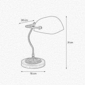 Classic Bankers Lamp White Premium Antique Brass by Ghidini 1849
