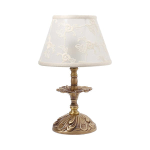 Classic Bedside Lamp Small Brass White Cloth Angelica by Ghidini 1849