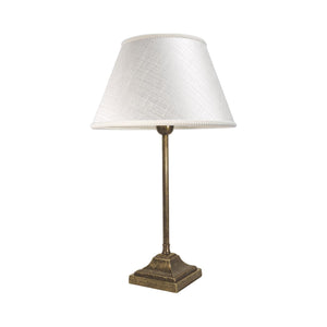Classic Table Lamp In Old Brass And Fabric Shade by Ghidini 1849