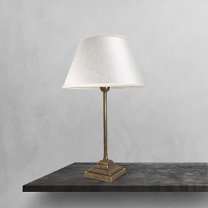Classic Table Lamp In Old Brass And Fabric Shade by Ghidini 1849