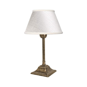Classic Table Lamp In Old Brass And Fabric Shade by Ghidini 1849