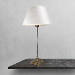 Classic Table Lamp In Old Brass And Fabric Shade by Ghidini 1849
