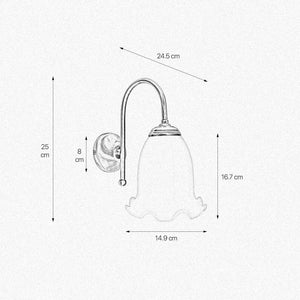 Classic Wall Light Brass Floral Glass E14 Premium by Ghidini 1849